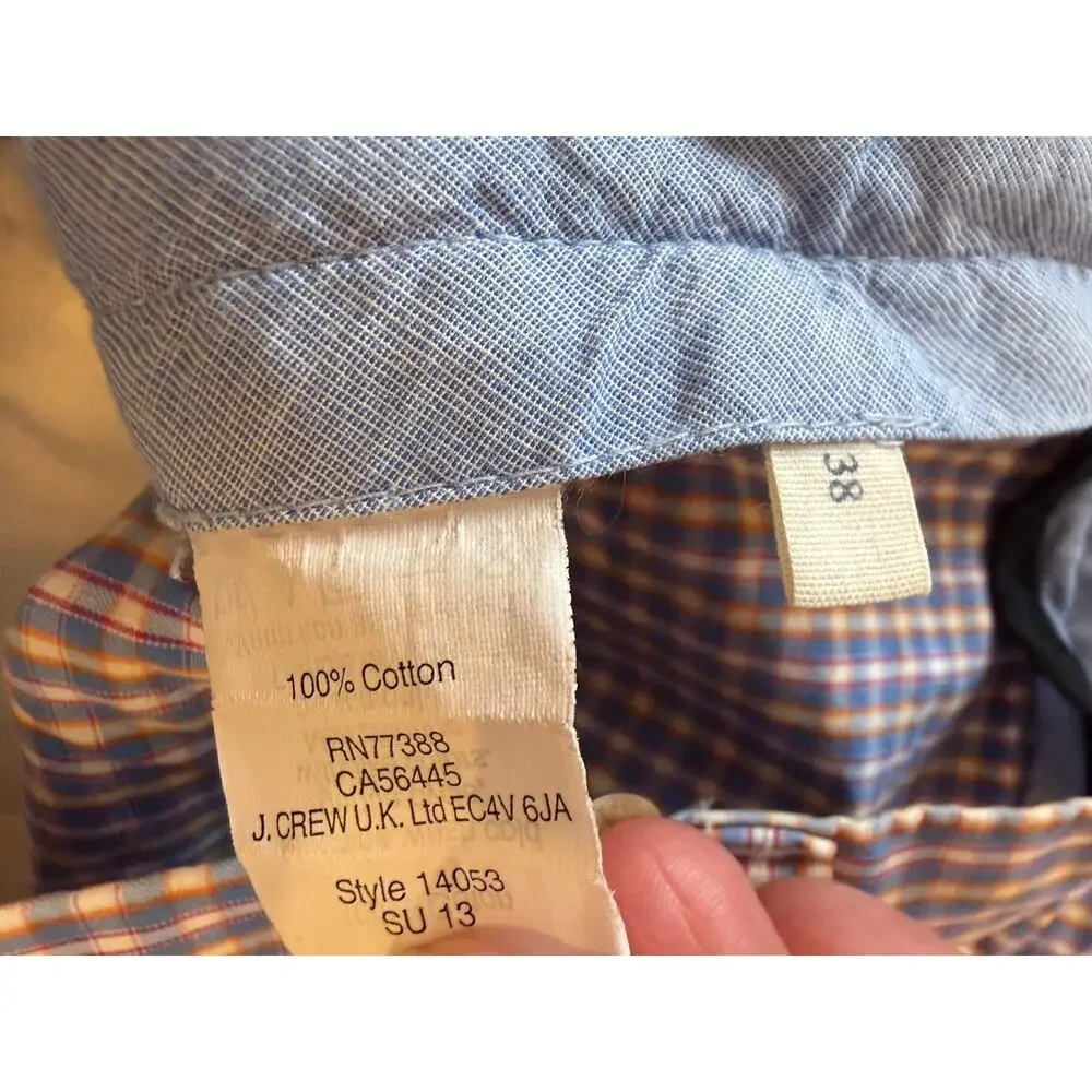 J. CREW Factory Check Chino  10.5 inch inseam Shorts Men 38 J Crew